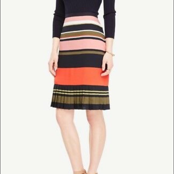 Ann Taylor Factory Striped Pleated Hem Skirt - Picture 2 of 2